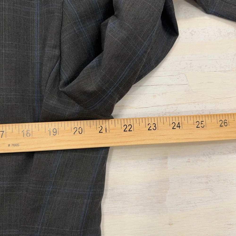 Hart Schaffner Marx Suit Jacket Plaid 2-Button Sport Coat Charcoal Blue Mens 42R